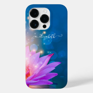 Coque Pour iPhone 14 Pro Fleur de lotus violette magnifique, lac, bleu, zen