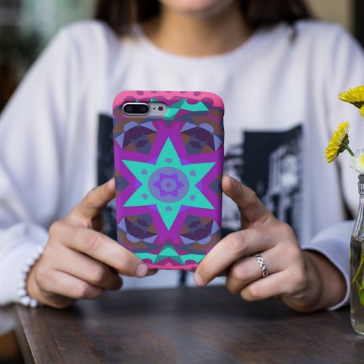 Coques Case-Mate iPhone Fleur de Mandala bleu violet et rose