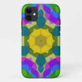 Coques Case-Mate iPhone Fleur de Mandala jaune bleu et violet rétro (Dos)