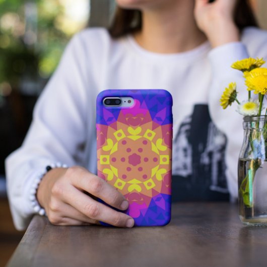 Coques Case-Mate iPhone Fleur de Mandala jaune rose et bleu