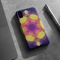 Fleur de Mandala jaune rose et violet rétro