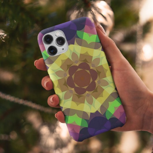 Coques Case-Mate iPhone Fleur de Mandala jaune vert et bleu