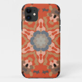 Coques Case-Mate iPhone Fleur de Mandala rétro bleu orange et bronze (Dos)