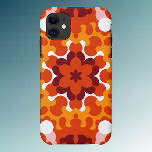 Case-Mate iPhone Case Fleur de Mandala rétro orange blanc et jaune
