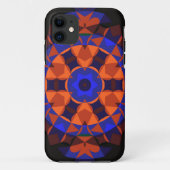 Coques Case-Mate iPhone Fleur de Mandala rétro orange et bleu (Dos)