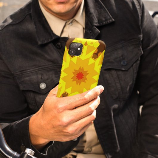 Coques Case-Mate iPhone Fleur de Mandala rétro orange et jaune