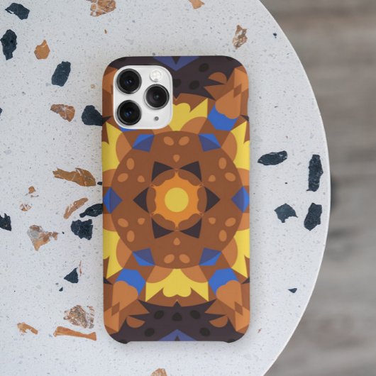 Coques Case-Mate iPhone Fleur de Mandala rétro orange jaune et bleu