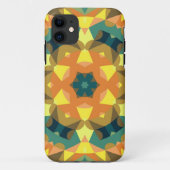 Coques Case-Mate iPhone Fleur de Mandala rétro orange jaune et vert (Dos)