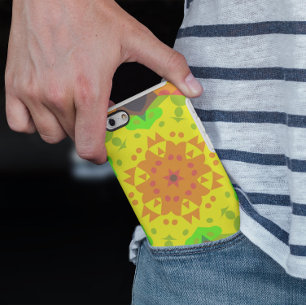 Case-Mate iPhone Case Fleur de Mandala rétro orange jaune et vert
