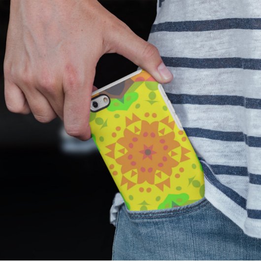 Coques Case-Mate iPhone Fleur de Mandala rétro orange jaune et vert