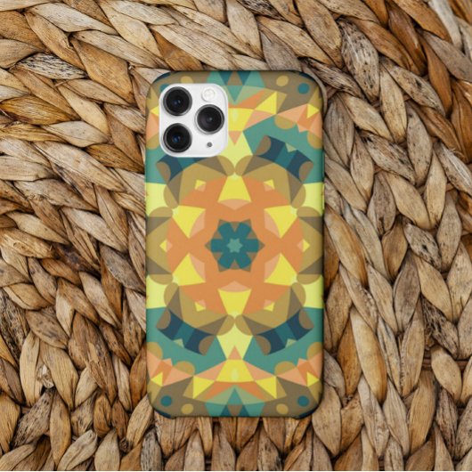 Coques Case-Mate iPhone Fleur de Mandala rétro orange jaune et vert