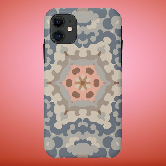 Coques Case-Mate iPhone Fleur de Mandala rétro Tan Blue et Orange