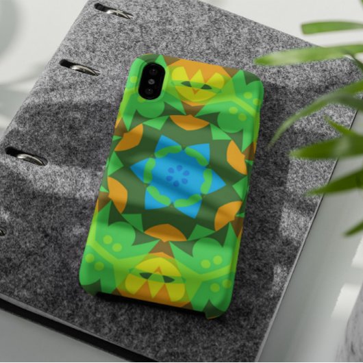 Coques Case-Mate iPhone Fleur de Mandala vert jaune et bleu