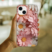 Coques Case-Mate iPhone Fleur de marguerite 3D rose et blanche