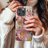 Coques Case-Mate iPhone Fleur de marguerite 3D rose et blanche