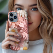 Coques Case-Mate iPhone Fleur de marguerite 3D rose et blanche