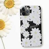 Coques Case-Mate iPhone Fleur de marguerite blanche moderne Nom Motif Noir