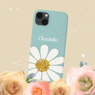 Case-Mate iPhone Case Fleur de marguerite blanche Personnaliser Nom Anni