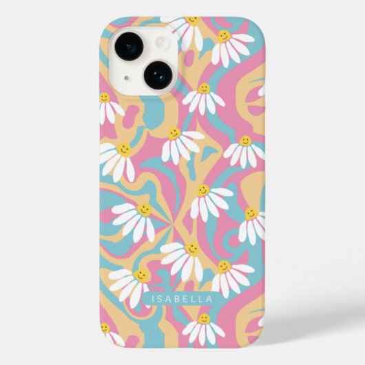 Coques Case-Mate iPhone Fleur de marguerite psychédélique super Nom person (Verso)