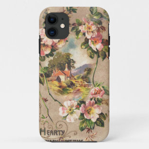 Coque iPhone 11 Fleur de naissance victorienne de campagne des ann
