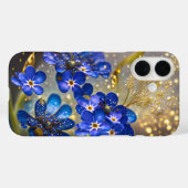 Coques Case-Mate iPhone Fleur de ne m'oublie pas avec des accents dorés (Verso (horizontal))