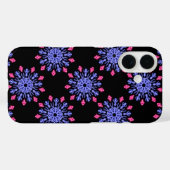 Coques Case-Mate iPhone Fleur de néon bleu et rouge (Verso (horizontal))