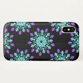 Coques Case-Mate iPhone Fleur de néon pourpre et turquose (Dos (Horizontal))