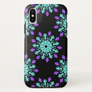 Coque Case-Mate Pour iPhone Fleur de néon pourpre et turquose