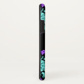 Coques Case-Mate iPhone Fleur de néon pourpre et turquose (Dos/Droite)