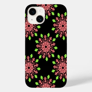 Coque Pour iPhone 14 Fleur de néon rouge et vert