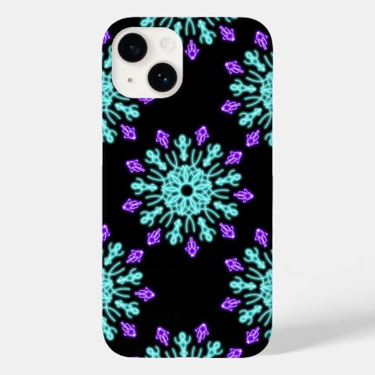 Coques Case-Mate iPhone Fleur de néon turquoise et violette (Verso)