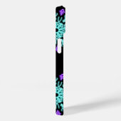 Coques Case-Mate iPhone Fleur de néon turquoise et violette (Verso / Droite)