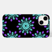 Coques Case-Mate iPhone Fleur de néon turquoise et violette (Verso (horizontal))