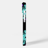 Coques Case-Mate iPhone Fleur de néon turquoise et violette (Verso / Gauche)