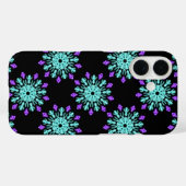 Coques Case-Mate iPhone Fleur de néon turquoise et violette (Verso (horizontal))