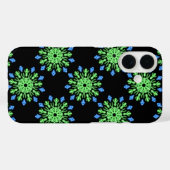 Coques Case-Mate iPhone Fleur de néon vert et bleu (Verso (horizontal))