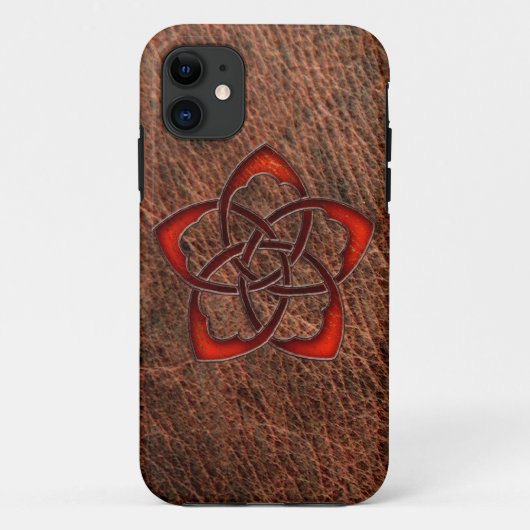 Coques Case-Mate iPhone Fleur de noeud céleste orange en cuir véritable (Dos)