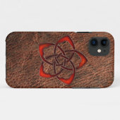Coques Case-Mate iPhone Fleur de noeud céleste orange en cuir véritable (Dos (Horizontal))