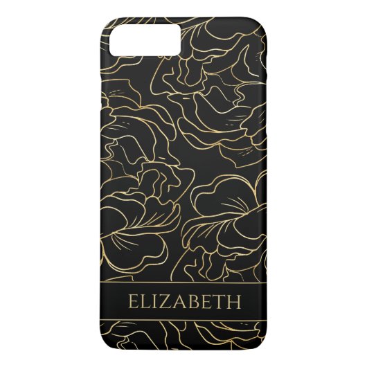 Coques Case-Mate iPhone Fleur de Or Noir Personnalisé (Dos)