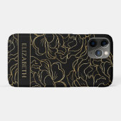 Coques Case-Mate iPhone Fleur de Or Noir Personnalisé (Dos (Horizontal))