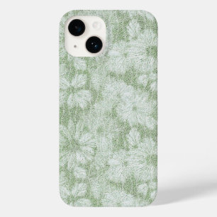 Coque Pour iPhone 14 Fleur de Pâquerette Veloutée Vert Citron