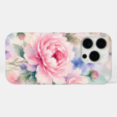 Coques Case-Mate iPhone Fleur de pivoine à l'aquarelle (Verso (horizontal))