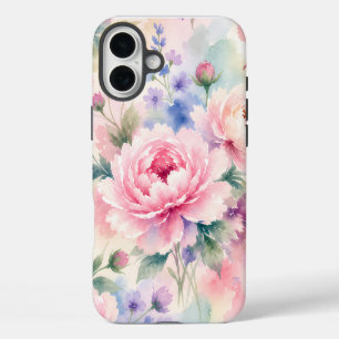 Coques iPhone 16 Plus Fleur de pivoine à l'aquarelle