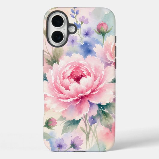 Coques Case-Mate iPhone Fleur de pivoine à l'aquarelle (Verso)