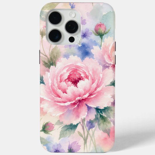 Coques Case-Mate iPhone Fleur de pivoine à l'aquarelle (Verso)