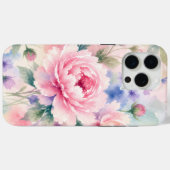 Coques Case-Mate iPhone Fleur de pivoine à l'aquarelle (Verso (horizontal))