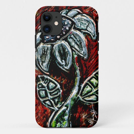 Coques Case-Mate iPhone Fleur de relief et peinte en métal (Dos)