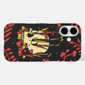 Coques Case-Mate iPhone Fleur de renaissance - Contraste crâne et flore (Verso (horizontal))
