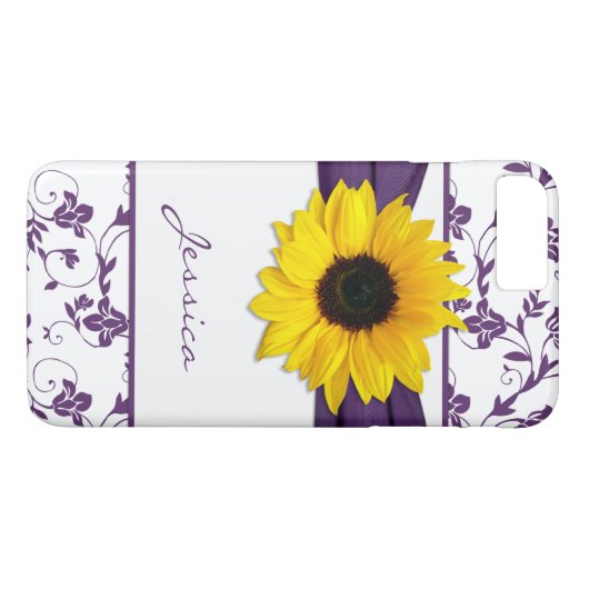 Coques Case-Mate iPhone Fleur de soleil jaune violet (Dos (Horizontal))
