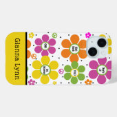 Coques Case-Mate iPhone Fleur de style rétro, pouvoir floral, monogrammé (Verso (horizontal))